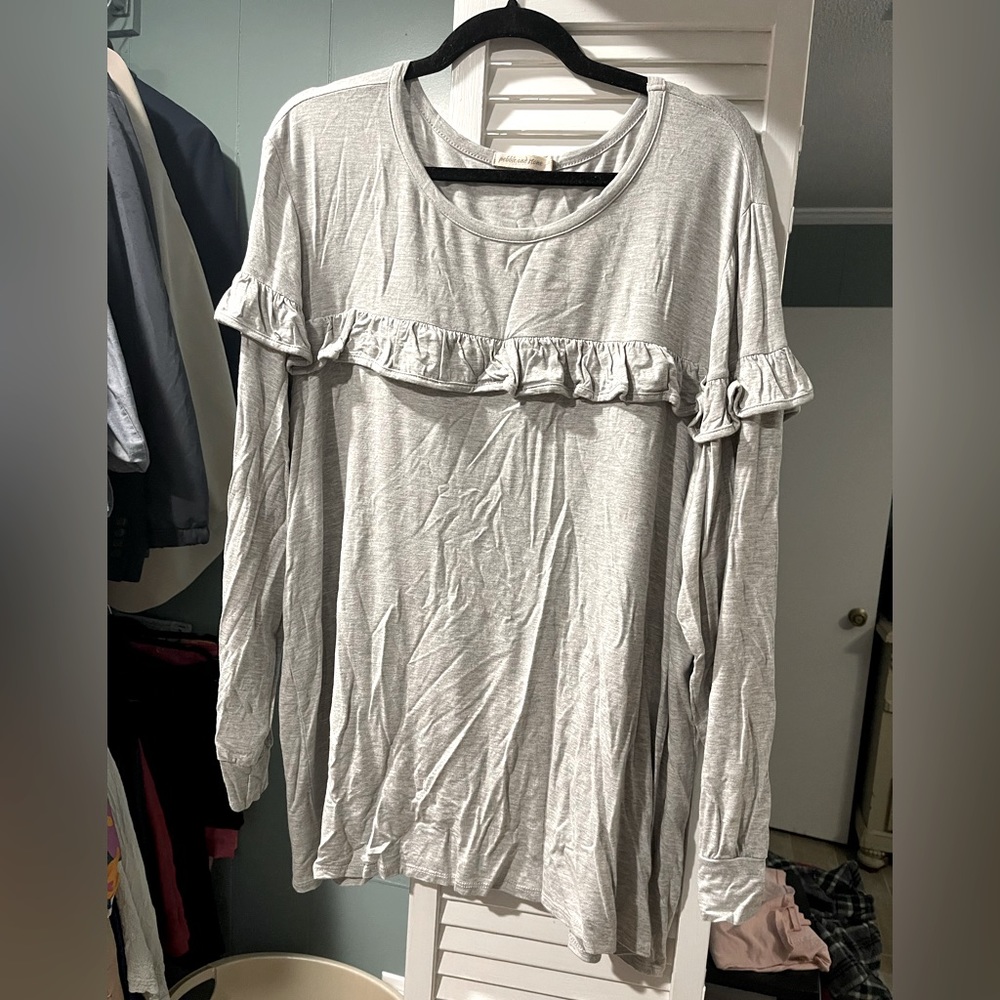 Pebble and Stone long sleeve ruffle top NWOT